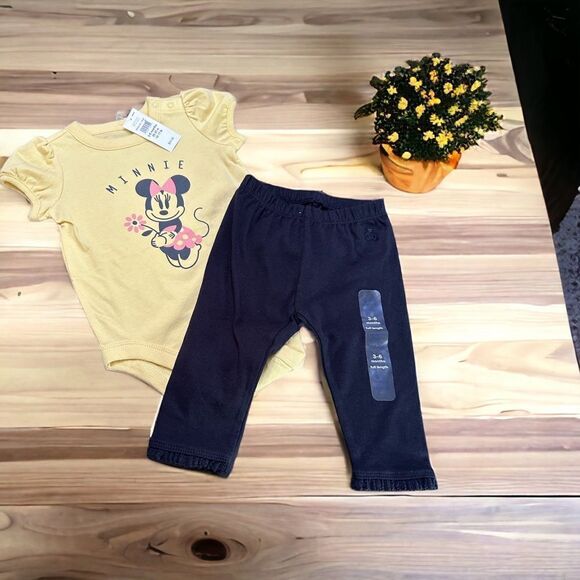 NWT Baby GAP Minnie Mouse Onesie & Black Pants Set (3-6 Months) - Picture 1 of 6